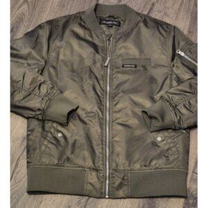 Members Only Light Puffer Full Zip Bomber Racer Jacket Size 10/12